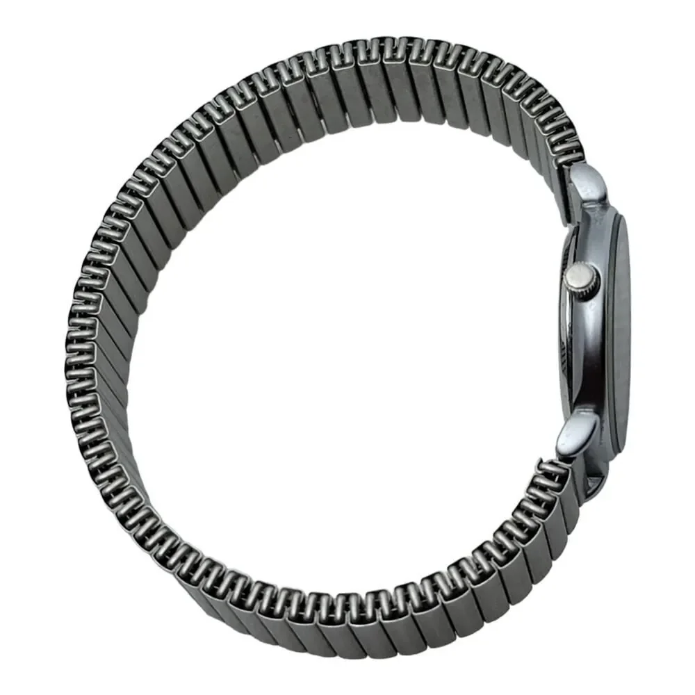 JOWISSA Watch Quartz Stainless Women's Black Dial Silver Stretch Band Swiss Made